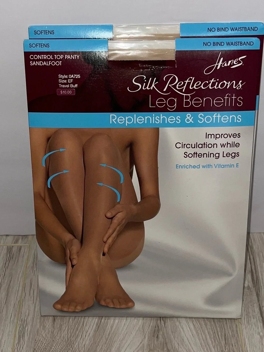 New 2 Pair Hanes Silk Reflection Stockings Sheer Buff Size EF